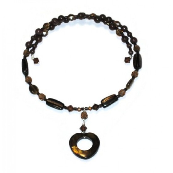 Brown Choker with Heart Pendant