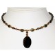 Brown Choker with Smoky Quartz Oval Pendant