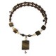 Brown and Cream Choker with Drop Pendant 