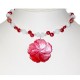 Raspberry and White Choker with Flower Pendant