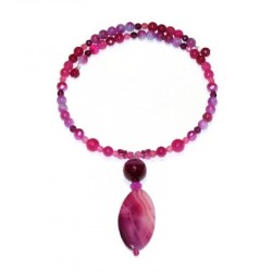 Fuchsia Choker with Sardonyx Pendant