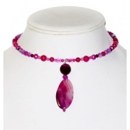 Fuchsia Choker with Sardonyx Pendant