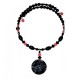 Black, Gray and Coral Choker with Jasper Pendant