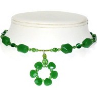 Green Choker with Briolette Circle Pendant