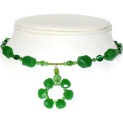 Green Choker with Briolette Circle Pendant