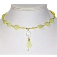 Lemon Chiffon Mother-of-Pearl Choker with Drop Pendant