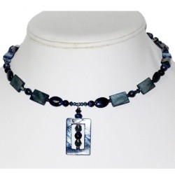 Navy Blue Choker with Drop Pendant