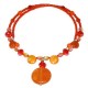 Orange Choker with Jade and Crystal Pendant