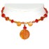 Orange Choker with Jade and Crystal Pendant