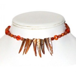 Orange Mother-of-Pearl Spike Choker