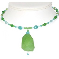 Pale Blue, Aqua, Apple, Mint and Lime Green Choker