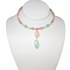 Peach Salmon and Light Green Choker with Drop Pendant