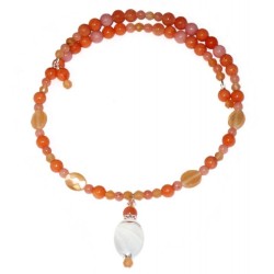 Peach and Salmon Choker with Agate Pendant