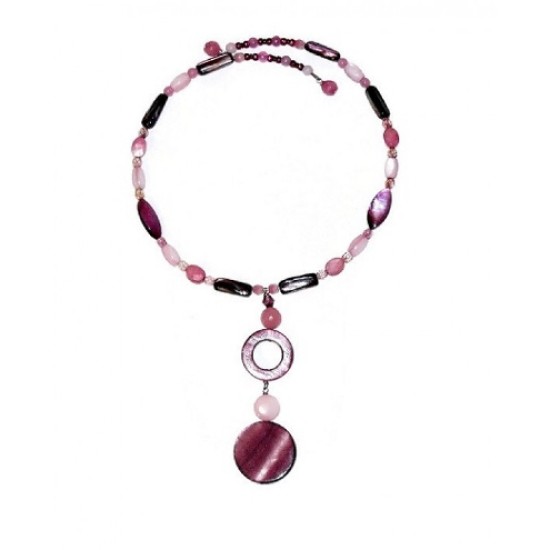Plum, Burgundy and Pink Choker with Drop Pendant