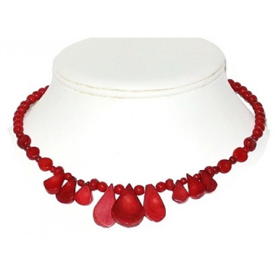 Red Coral Bamboo Teardrop Choker