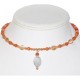 Peach and Salmon Choker with Agate Pendant