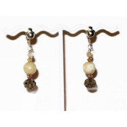 Root Beer Brown and Cream-Colored Clip On Earrings