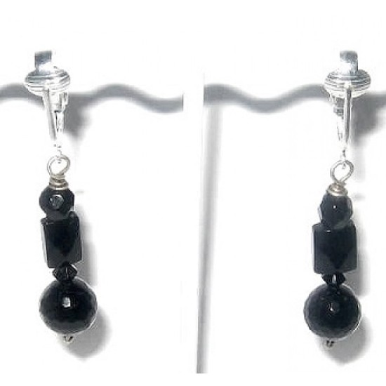 Black Pierced-Look Clip On Earrings