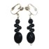 Black Clip-On Earrings with Zig Zag Beads