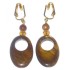 Brown Mother-of-Pearl and Champagne Crystal Clip On Earrings