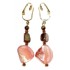 Coral and Brown Clip-On Earrings