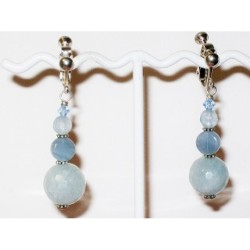 Ice Blue and Denim Blue Adjustable Clip On Earrings