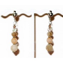 Peach and Cream Clip On Earrings