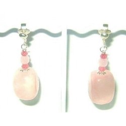 Pink Rose Quartz Nugget Clip On Earrings