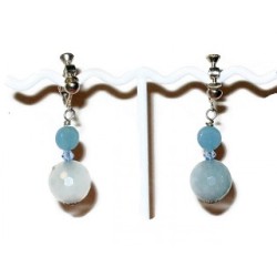 Ice Blue and Turquoise Adjustable Clip On Earrings