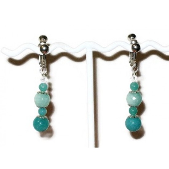 Aqua and Mint Green Adjustable Clip On Earrings