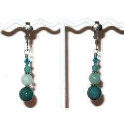 Teal and Aqua Pierced-Look Clip On Earrings