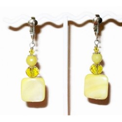 Banana Yellow Square Pierced-Look Clip On Earrings
