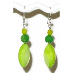 Apple green, Lime and Chartreuse Drop Earrings