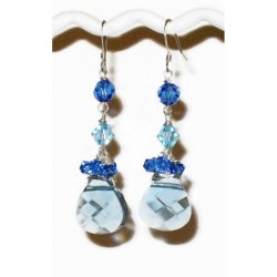 Aquamarine and Sapphire Crystal Earrings