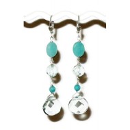 Aqua Quartz and Sea Green Linked Earrings