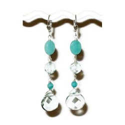 Aqua Quartz and Sea Green Linked Earrings