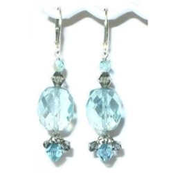 Aqua Quartz Faceted Barrel Bridesmaid Earrings