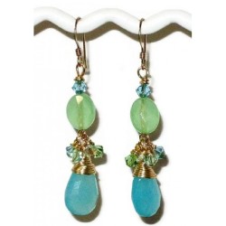 Light Green and Aqua Chalcedony Earrings