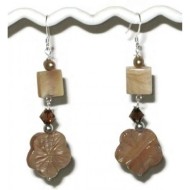 Beige and Brown Flower Earrings