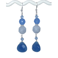 Blue Dangle Earrings with Briolette Beads