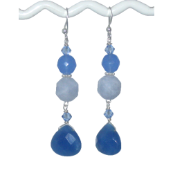 Blue Dangle Earrings with Briolette Beads