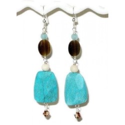 Turquoise, Brown, Beige and Blue Earrings