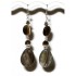 Brown Dangle Earrings with Pear-shaped Mother-of-Pearl Beads