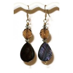 Brown Earrings with Mother-of-Pearl Briolettes