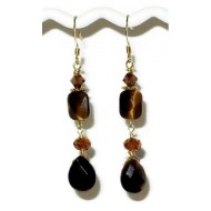 Brown Faceted Tiger Eye Earrings