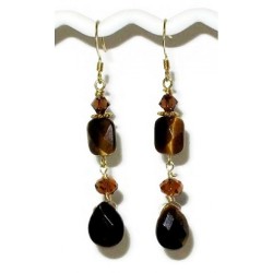 Brown Faceted Tiger Eye Earrings