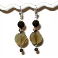 Brown Jade and Agate Earrings 