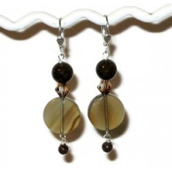 Brown Jade and Agate Earrings 