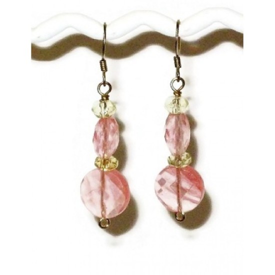 Cherry Quartz and Champagne Earrings