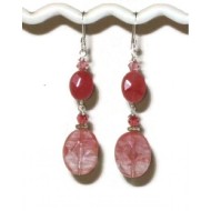 Cherry Quartz and Raspberry Jade Earrings
